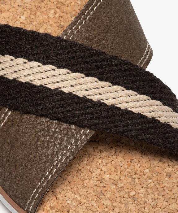 Mules homme à semelle en liège et larges brides croisées vue6 - GEMO (CASUAL) - GEMO