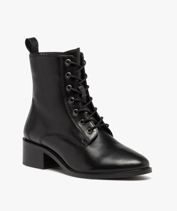 Bottines femme en cuir uni et à lacets ronds - Taneo  vue2 - TANEO - GEMO