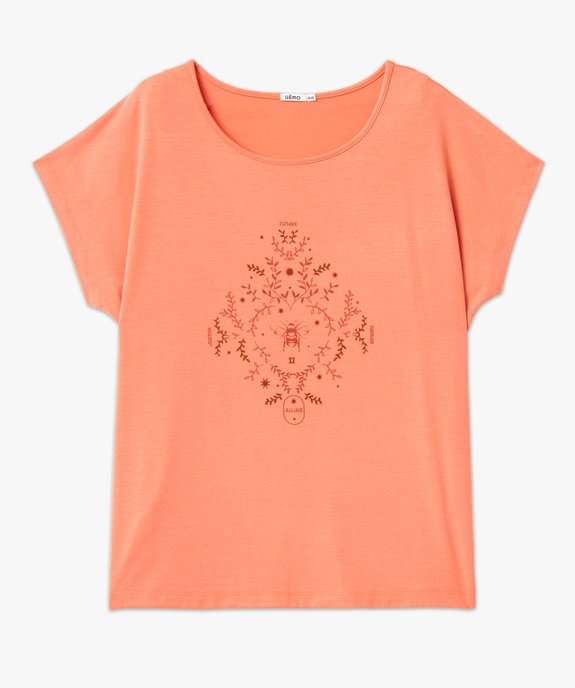 Tee-shirt femme grande taille à manches courtes avec motifs vue4 - GEMO (G TAILLE) - GEMO