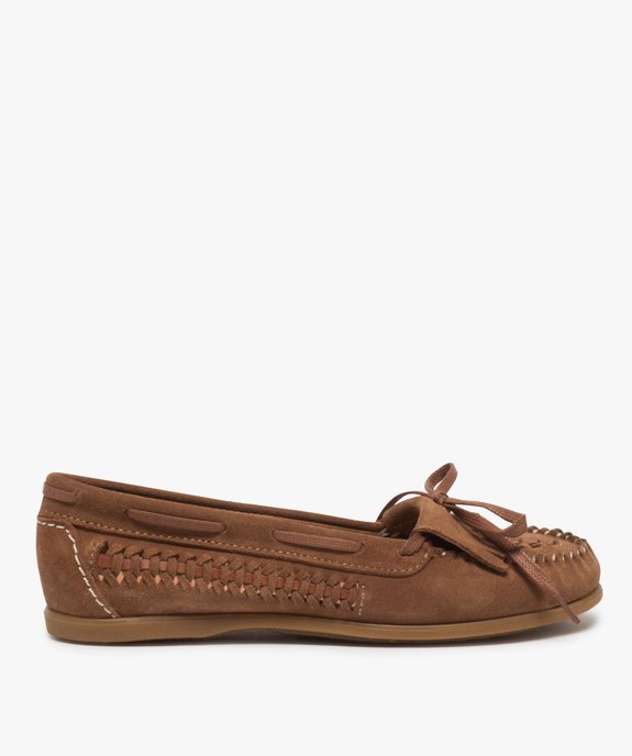 Mocassins femme souples en cuir tressé vue1 - GEMO (CASUAL) - GEMO