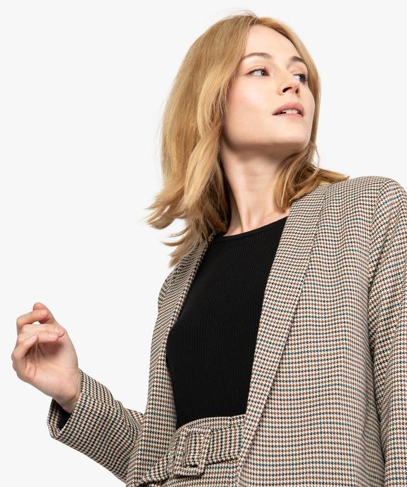 Veste femme droite porté ouvert motif pied-de-poule vue2 - GEMO(FEMME PAP) - GEMO