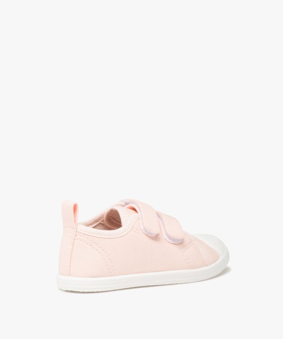 Tennis bébé fille en toile unie fermeture scratch vue4 - GEMO(BEBE DEBT) - GEMO