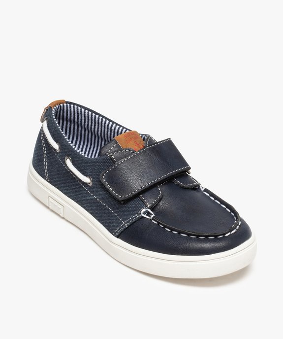 Chaussures bateau garçon unies bi-matières à scratch vue5 - GEMO (ENFANT) - GEMO