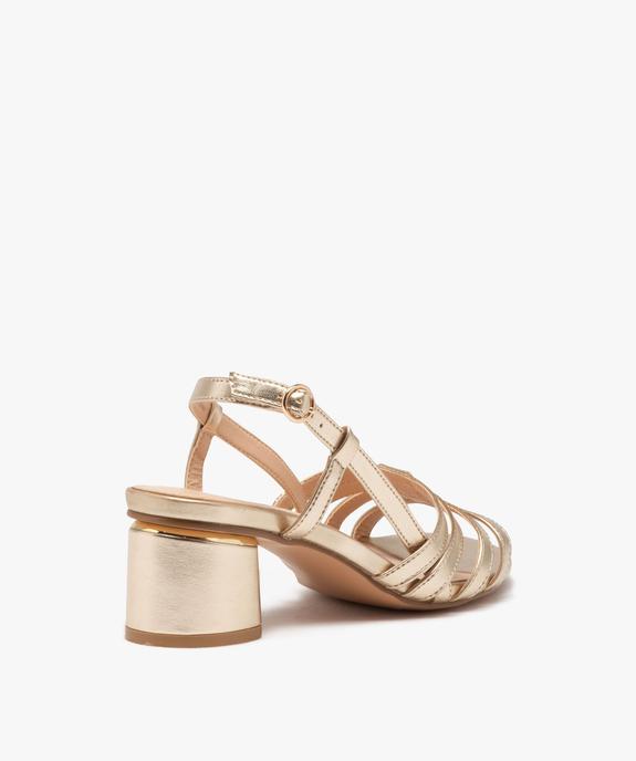 Sandales femme à talon carré brides métallisées   vue5 - GEMO(URBAIN) - GEMO
