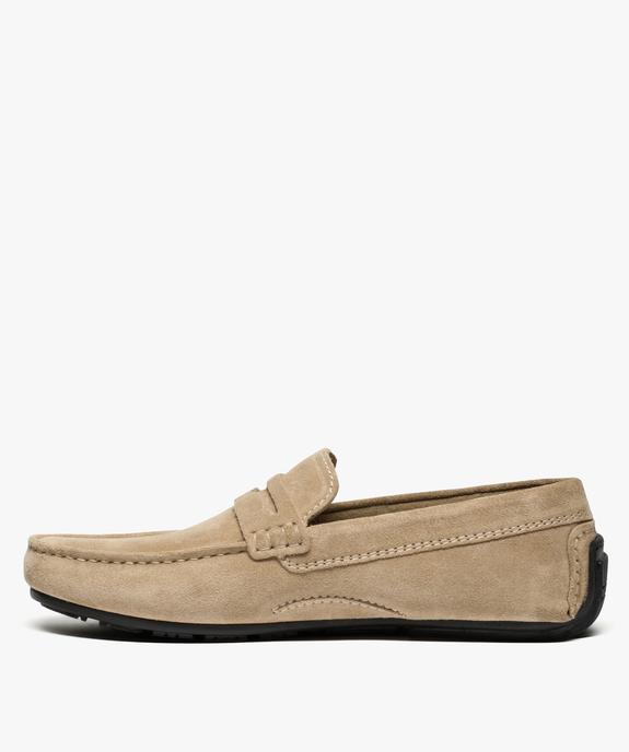 Mocassins homme dessus et intérieur cuir avec surpiqûres vue3 - GEMO (HOMME) - GEMO
