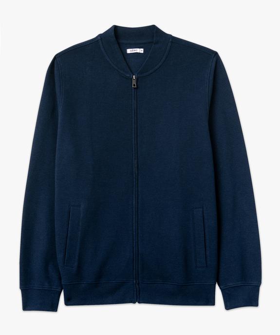 Sweat zippé en maille texturée homme vue4 - GEMO (HOMME) - GEMO