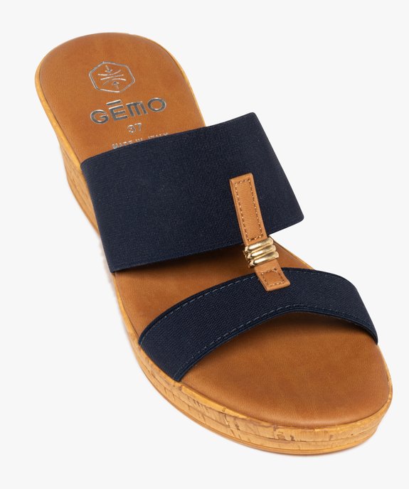 Mules femme à talon compensé et brides élastiques avec détail fantaisie vue5 - VALENTINA BALDA - GEMO