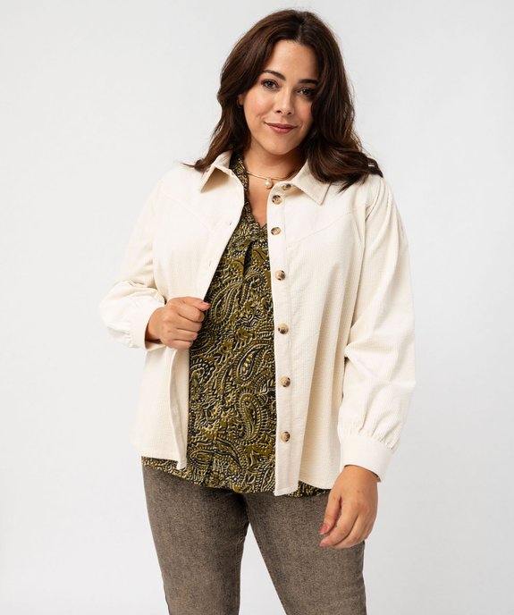 Chemise manches longues en velours femme grande taille vue1 - GEMO (G TAILLE) - GEMO