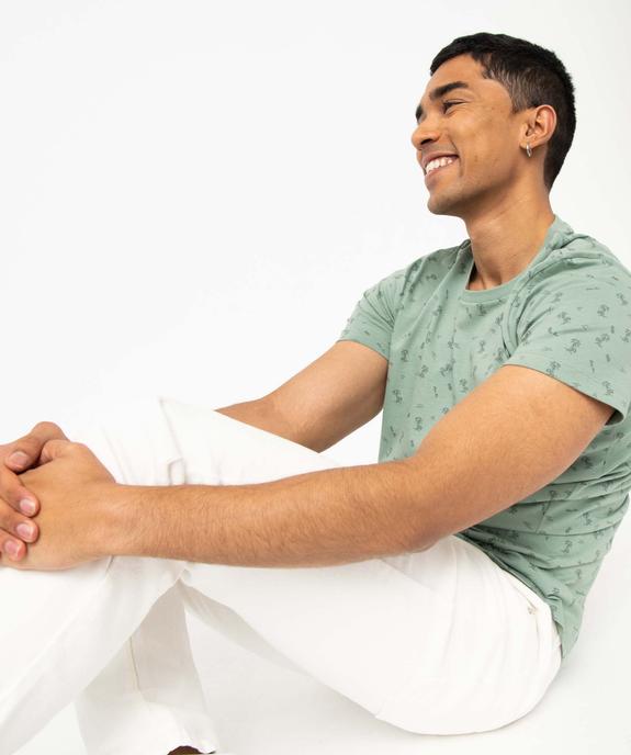 Tee-shirt homme manches courtes à micro motifs palmiers vue1 - GEMO (HOMME) - GEMO