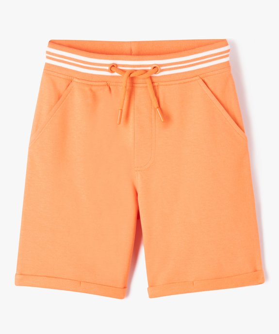 Bermuda en coton avec ceinture bord-côte garçon vue1 - GEMO (ENFANT) - GEMO