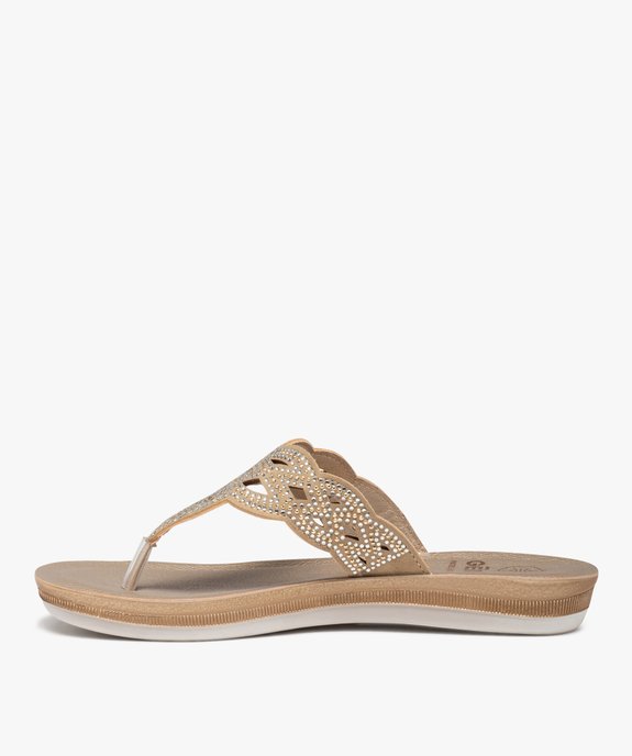 Sandales femme à entre-doigts ajouré couvert de strass vue3 - GEMO (CASUAL) - GEMO
