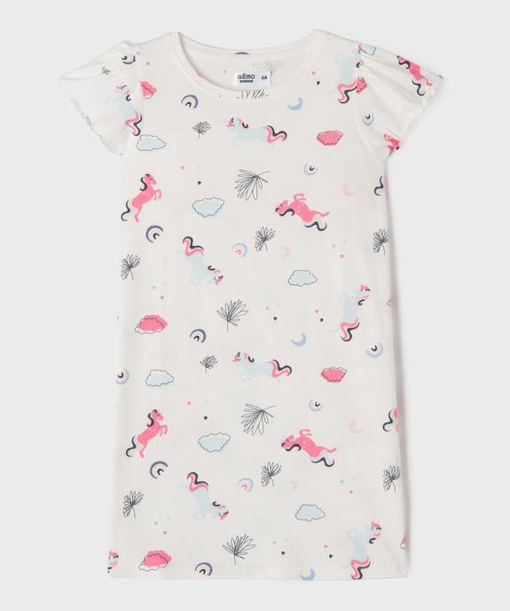 Chemise de nuit à motifs licornes fille vue1 - GEMO 4G FILLE - GEMO