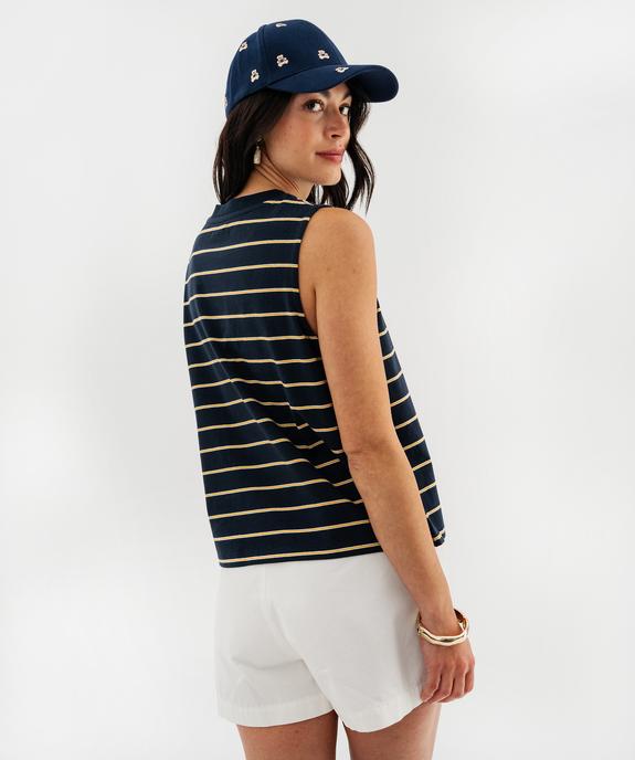Débardeur ample en jersey de coton rayé femme - LuluCastagnette vue3 - LULUCASTAGNETTE - GEMO