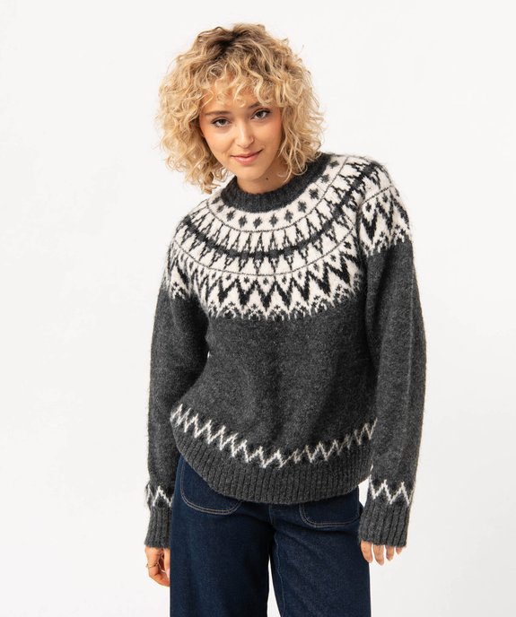 Pull à col rond à motif jacquard femme vue1 - GEMO(FEMME PAP) - GEMO