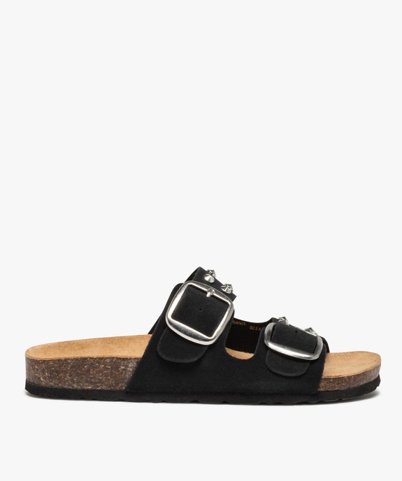 Mules femme à brides en cuir et clous métalliques vue1 - GEMO (CASUAL) - GEMO