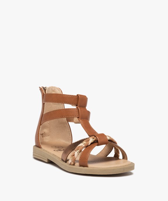 Sandales fille zippées à tige montante et brides métallisées vue2 - GEMO (ENFANT) - GEMO