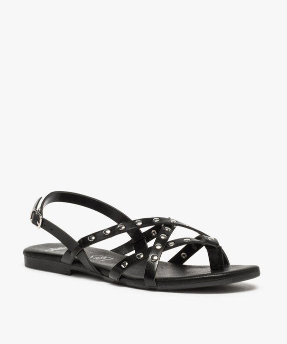 Sandales femme à talon plat et brides ornées de clous  vue2 - GEMO (CASUAL) - GEMO