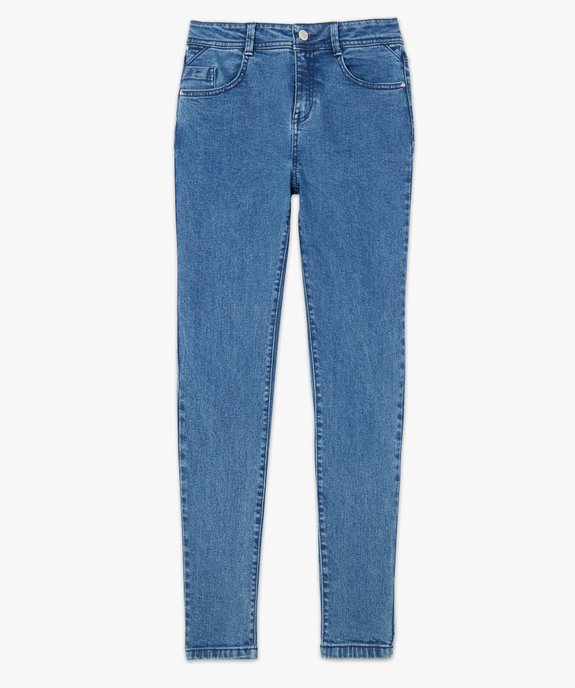 Jean femme coupe slim avec inscription brodée en bas de jambe vue4 - FOLLOW ME - GEMO