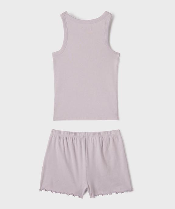 Pyjashort en maille côtelée extensible fille vue3 - GEMO 4G FILLE - GEMO