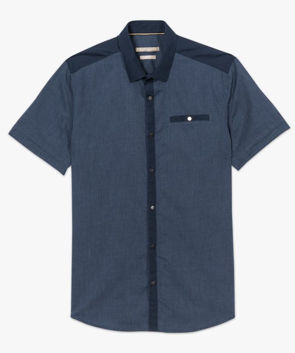 Chemise à manches courtes et détails contrastants - Repassage facile vue4 - GEMO (HOMME) - GEMO
