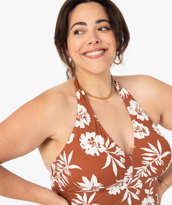 Maillot de bain femme grande taille 1 pièce à nouer dans le cou vue2 - GEMO (PLAGE) - GEMO
