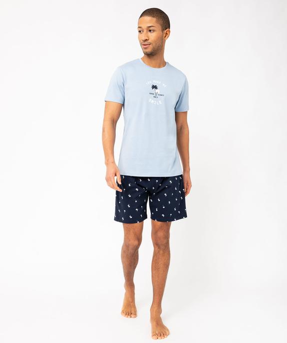 Pyjashort en coton motif palmiers homme vue1 - GEMO 4G HOMME - GEMO