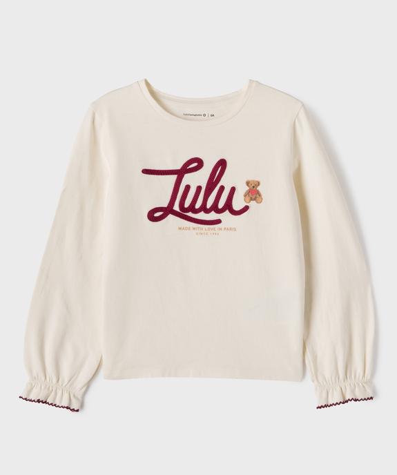 Tee-shirt manches longues blousantes en jersey extensible fille - LuluCastagnette vue2 - LULU CASTAGNETTE G4G D - GEMO