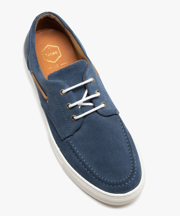 Chaussures bateau homme dessus en cuir uni à semelle contrastante - Taneo vue5 - TANEO - GEMO