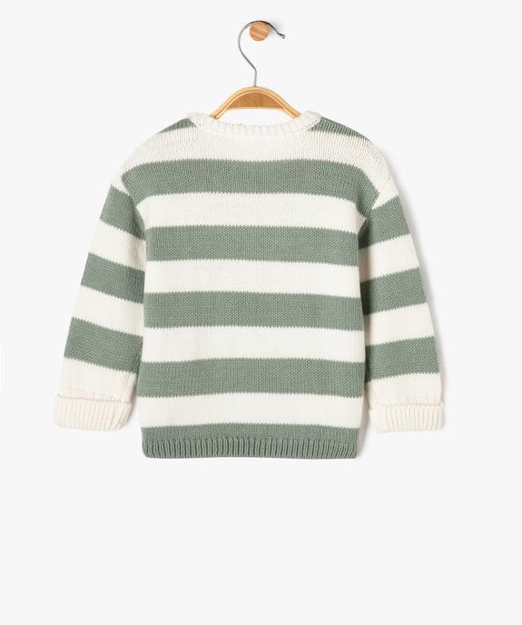 Pull en grosse maille à larges rayures bébé garçon vue3 - GEMO 4G BEBE - GEMO