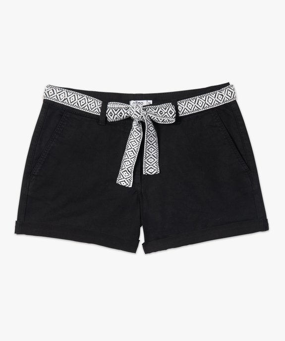 Short femme en toile avec ceinture brodée vue4 - GEMO(FEMME PAP) - GEMO