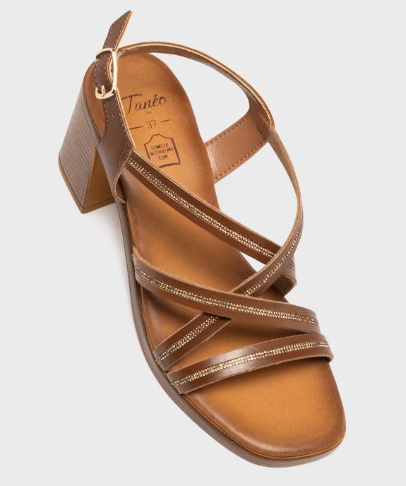 Sandales à talon flare, semelle intérieure cuir et brides à strass femme - Tanéo vue5 - FOLLOW ME - GEMO