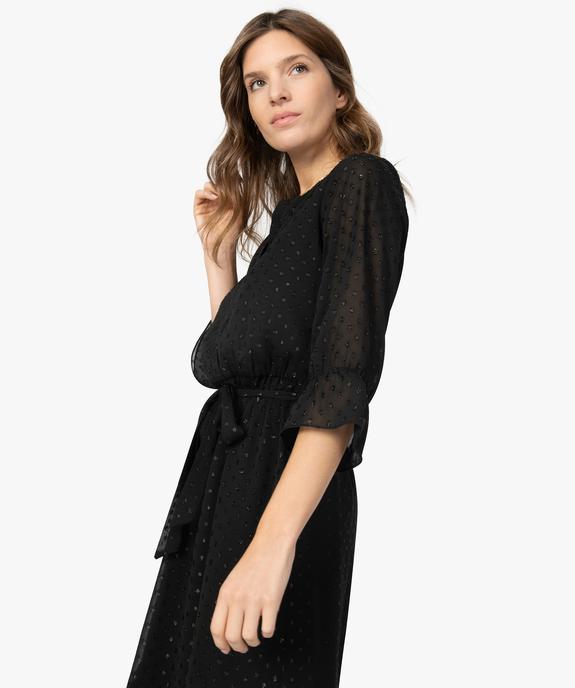 Robe femme effet plumetis pailletés avec manches dentelle vue2 - GEMO(FEMME PAP) - GEMO