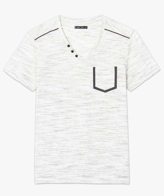 Tee-shirt chiné col V détails contrastants vue4 - GEMO (HOMME) - GEMO
