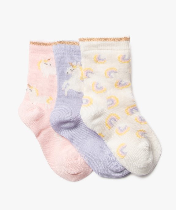 Chaussettes à motifs licorne bébé fille (lot de 3) vue1 - GEMO 4G BEBE - GEMO
