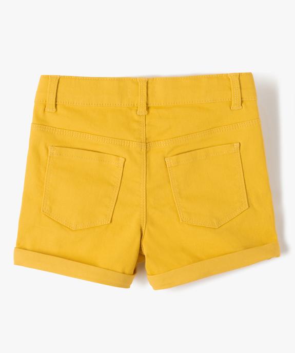 Short fille en coton stretch uni à revers vue3 - GEMO 4G FILLE - GEMO