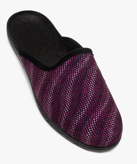 Chaussons femme mules confort en velours ras imprimé vue5 - GEMO(HOMWR FEM) - GEMO