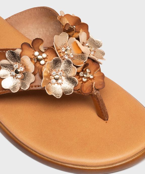 Tongs à petit talon compensé et fleurs en relief femme vue6 - VALENTINA BALDA - GEMO