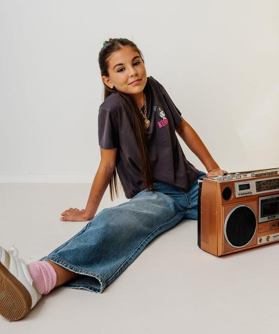 Jean loose à taille réglable en denim 100% coton fille vue1 - GEMO 4G FILLE - GEMO