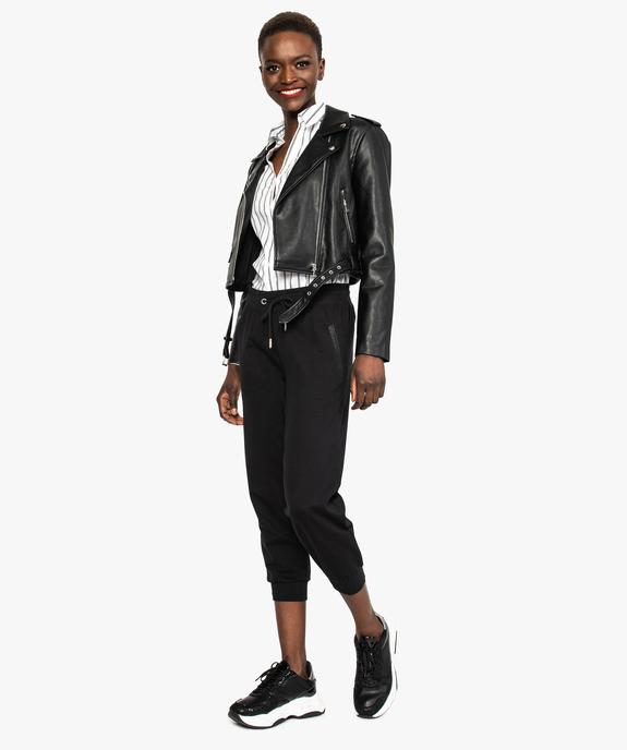 Veste perfecto femme en simili cuir avec ceinture vue5 - FOLLOW ME - GEMO