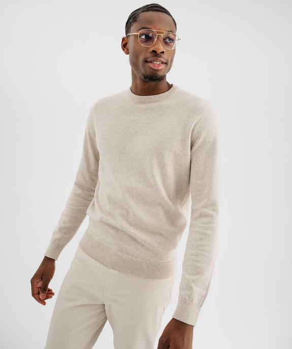Pull en coton en maille fine à col rond homme  vue1 - GEMO (HOMME) - GEMO