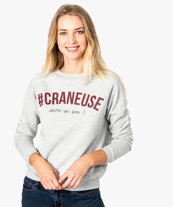 Sweat femme molletonné et imprimé à manches raglan vue1 - FOLLOW ME - GEMO