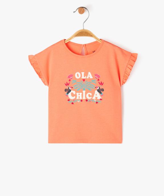 Tee-shirt manches courtes à volants bébé fille vue1 - GEMO(BEBE DEBT) - GEMO