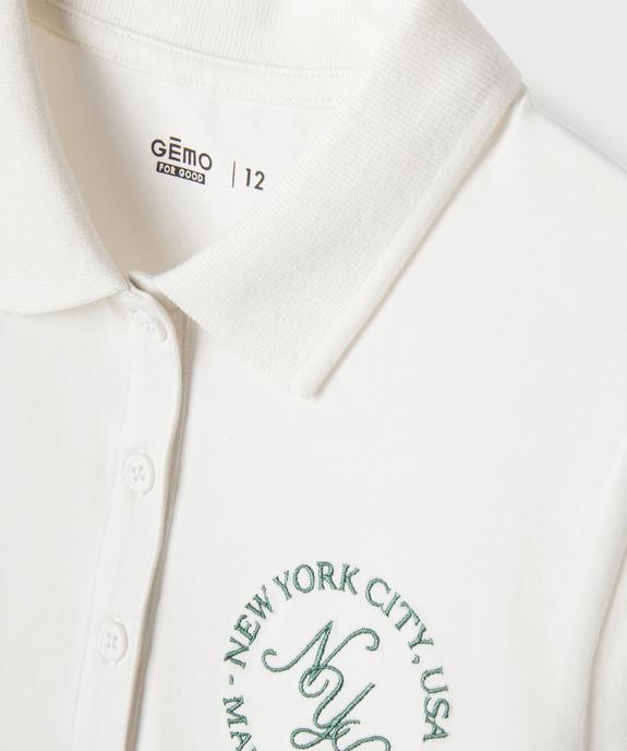 Polo manches courtes avec inscription brodée poitrine garçon vue2 - GEMO 4G FILLE - GEMO