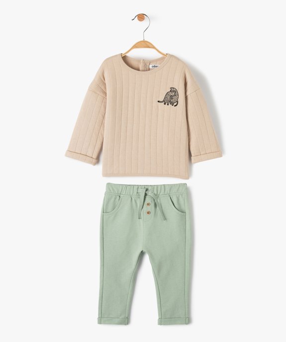 Ensemble bébé garçon 2 pièces pull + pantalon en maille vue1 - GEMO(BEBE DEBT) - GEMO