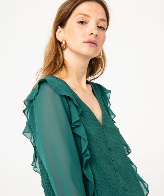 Tee-shirt femme avec manches en voile et volants vue2 - GEMO(FEMME PAP) - GEMO