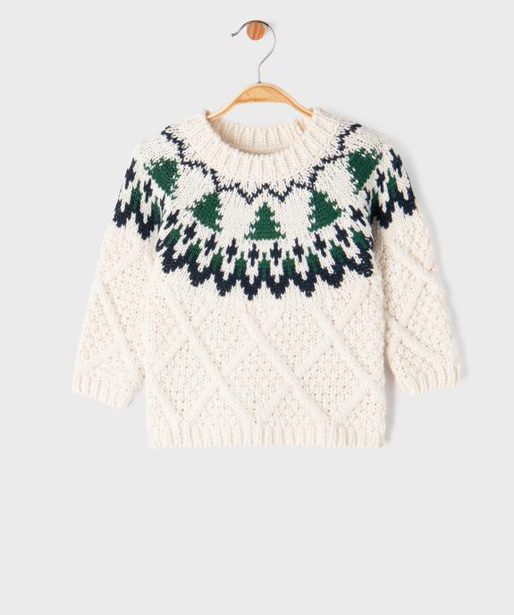 Pull jacquard de Noël en grosse maille bébé garçon vue1 - GEMO(BEBE DEBT) - GEMO