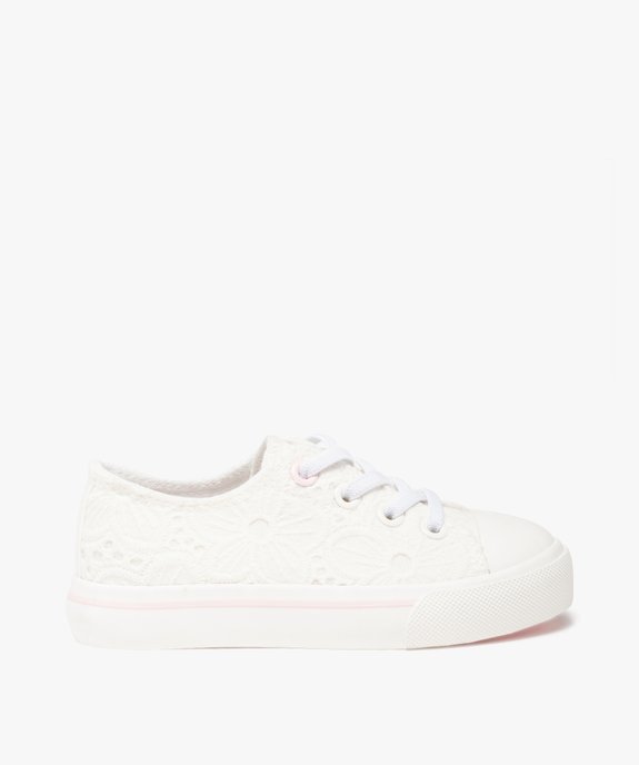 Baskets fille en toile unie dentelle anglaise vue1 - GEMO 4G FILLE - GEMO