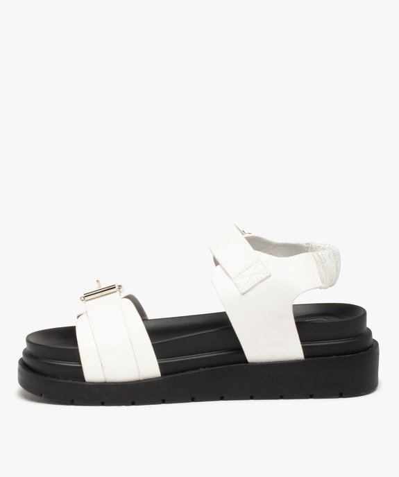 Sandales femme à semelle plateforme crantée et brides unies vue3 - GEMO (CASUAL) - GEMO