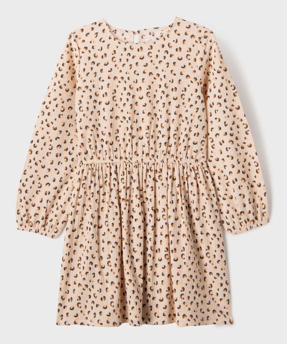 Robe manches longues en maille extensible imprimé fille vue2 - GEMO 4G FILLE - GEMO