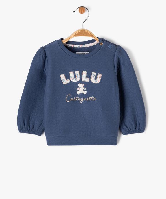 Sweat matelassé à manches blousantes bébé fille - LuluCastagnette vue1 - LULUCASTAGNETTE - GEMO